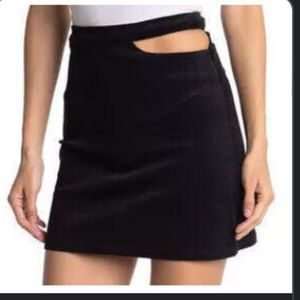 ELODIE Cutout Corduroy Mini Skirt In Black